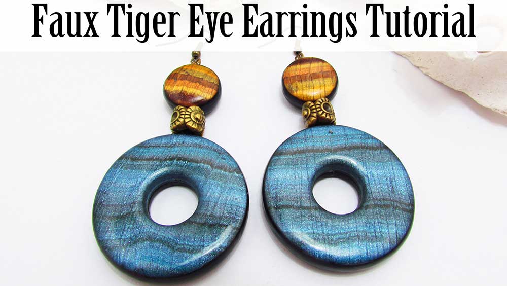 Faux Tiger Eye Polymer Clay Earrings