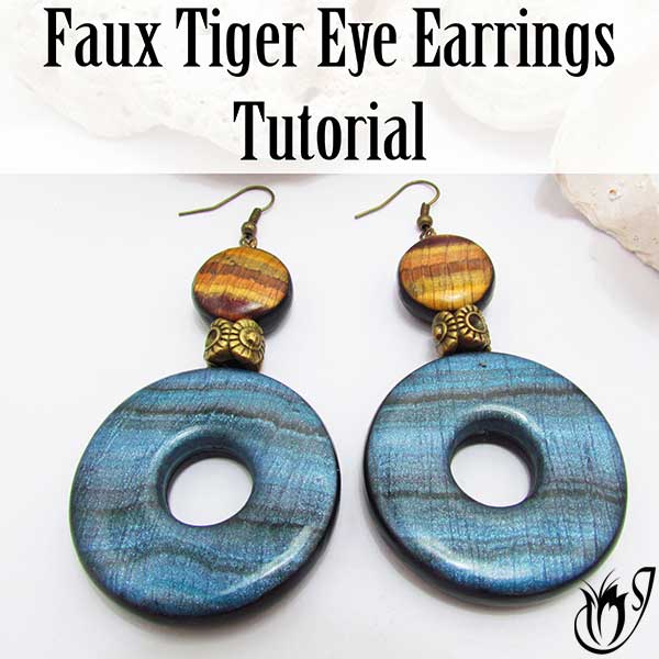 Faux Tiger Eye Polymer Clay Earrings