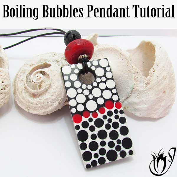 Boiling Bubbles polymer clay pendant