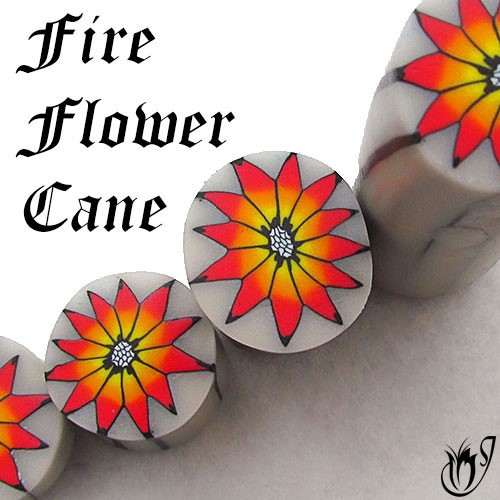 Polymer clay fire flower cane