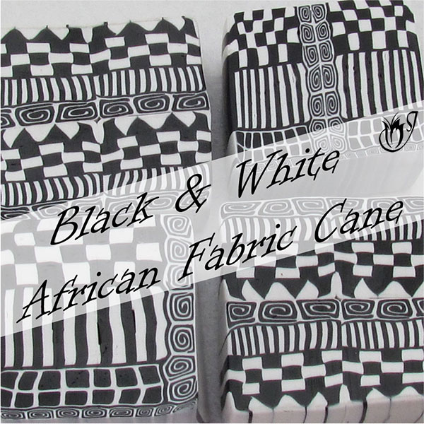 Black and White African Geometric Cane