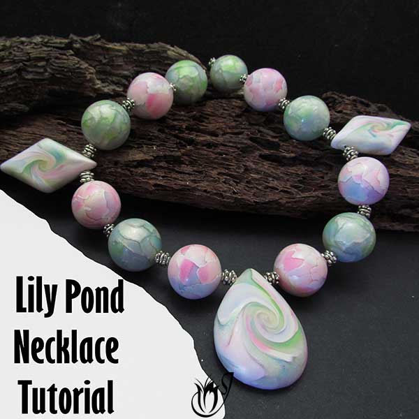 Lily Pond Polymer Clay Necklace