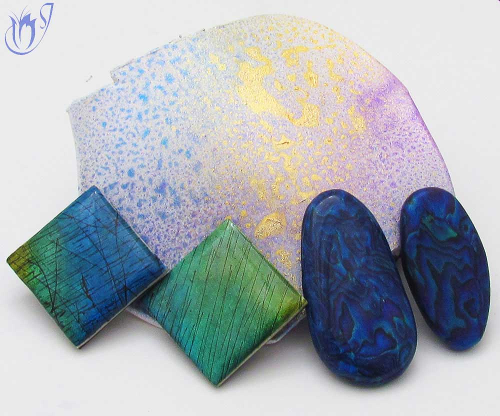 Faux Labradorite and Abalone Polymer Clay beads