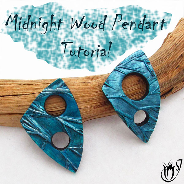 Blue Midnight Wood Polymer Clay Pendants