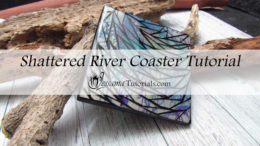 Shattered River polymer clay coaster