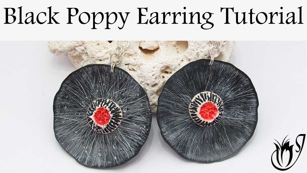 Black Poppy Polymer Clay Earring Design