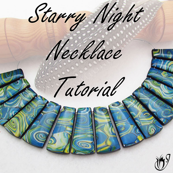 Starry Night Polymer Clay Necklace