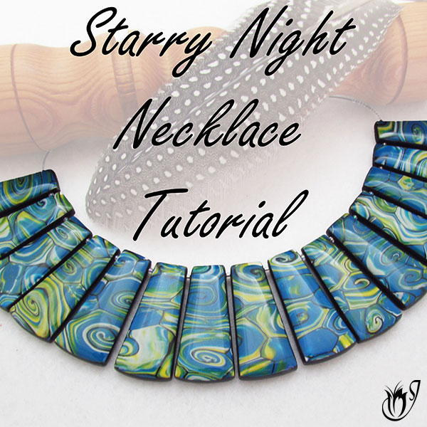 starry night polymer clay necklace