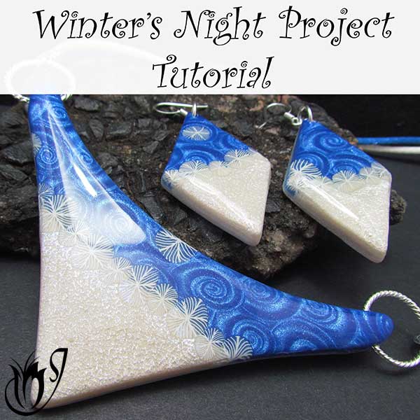 Winters Night polymer clay bib