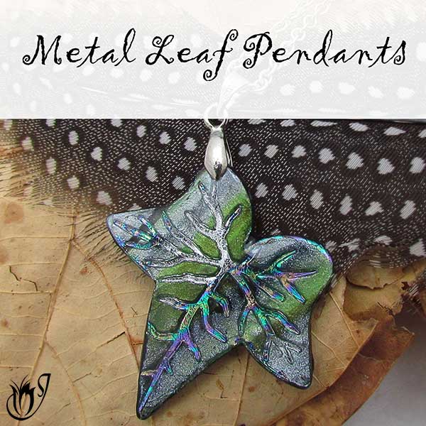 Metal Leaf Polymer Clay Pendants