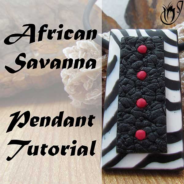 Polymer clay African savanna pendant