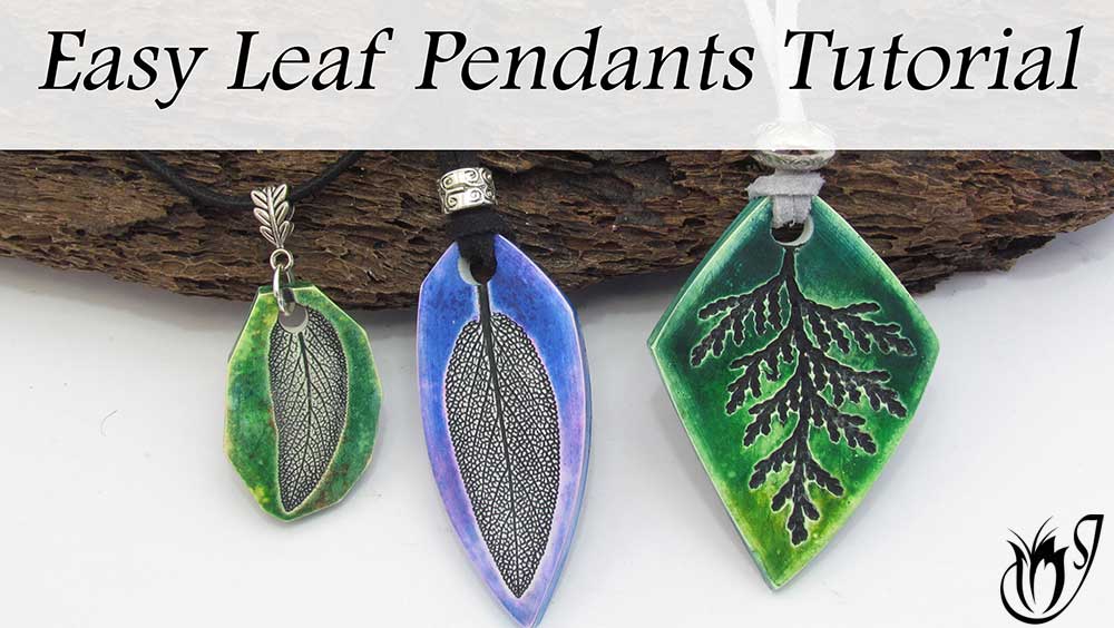 Easy polymer clay leaf pendants