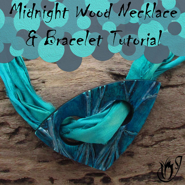 Midnight Wood Polymer Clay Necklace and Bracelet