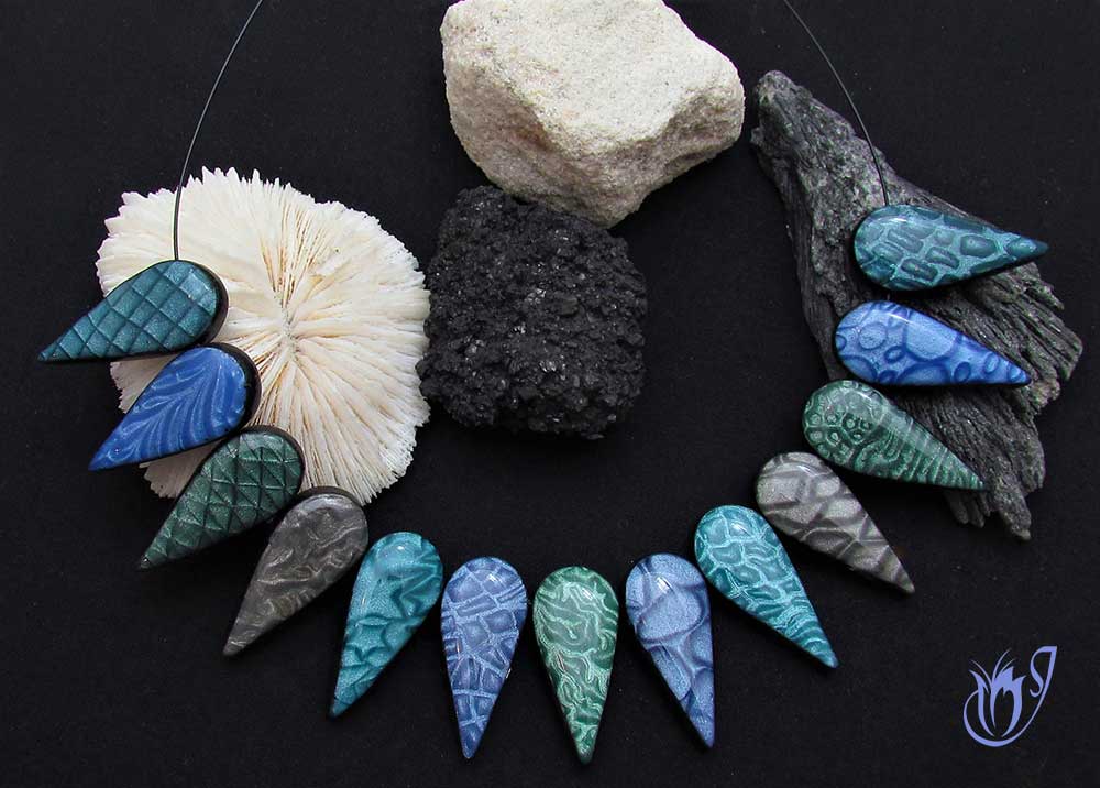 Resined polymer clay mica shift necklace