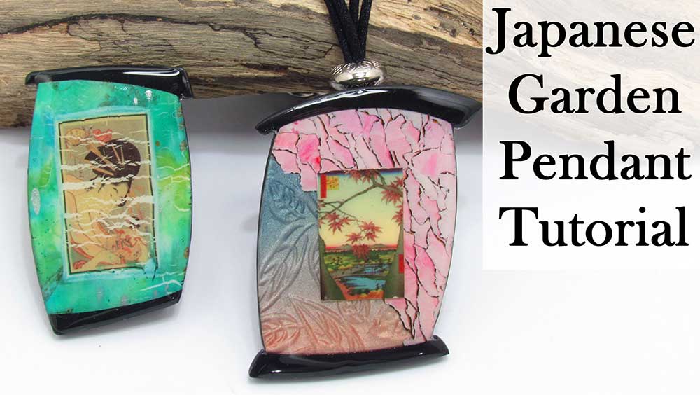 Japanese Garden Polymer Clay Transfer Pendant