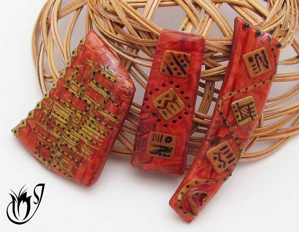 Aztec style Premo clay beads
