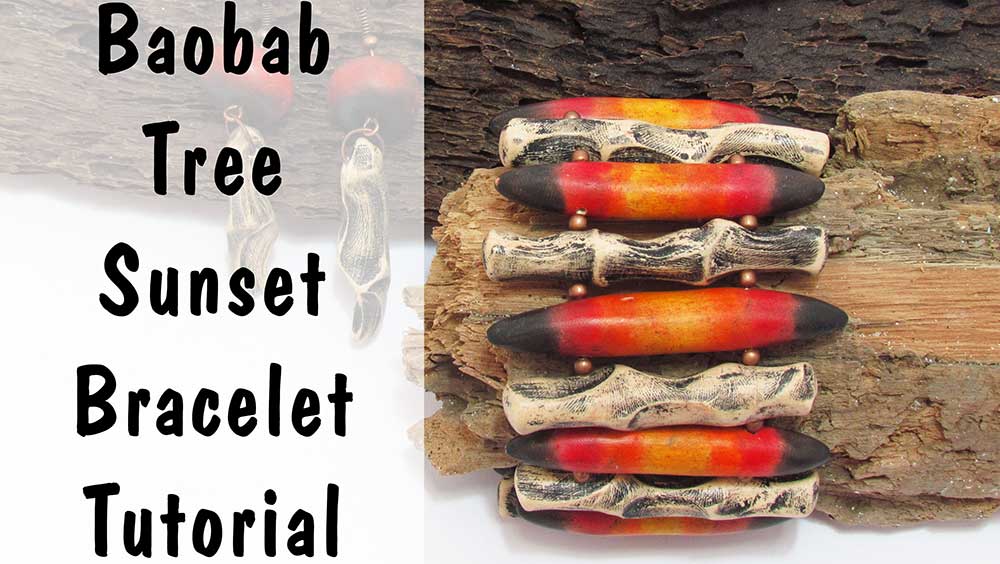 Baobab Tree Sunset Polymer Clay Bracelet