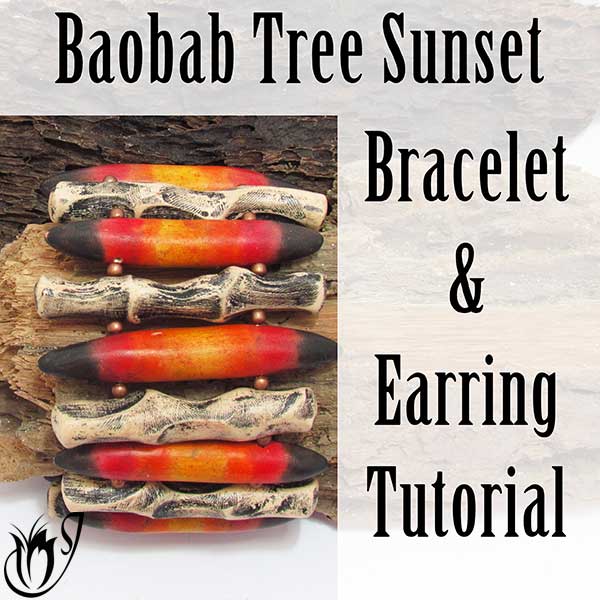 Baobab Sunset Polymer Clay Bracelet