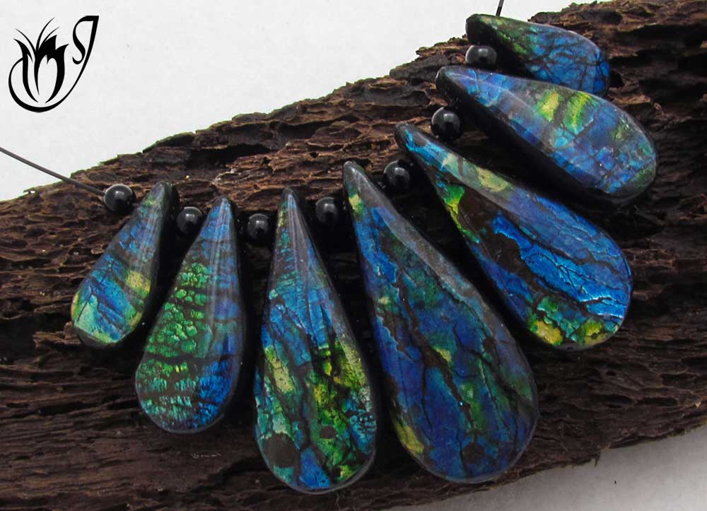 Faux labradorite polymer clay necklace