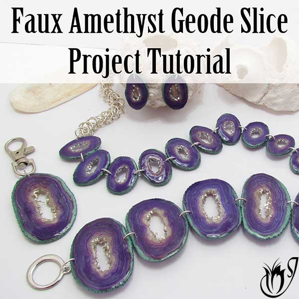 Polymer clay faux amethyst geode slice