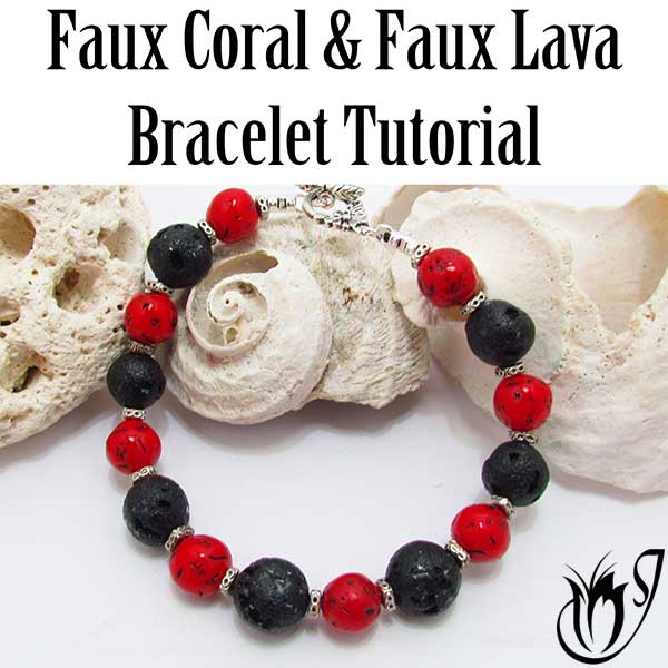 Polymer Clay Faux Lava and Coral Bracelet