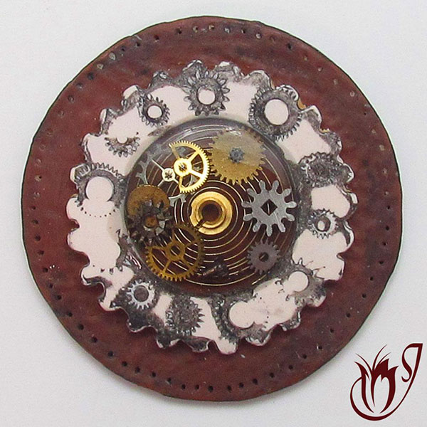 Faux leather and bone polymer clay bead