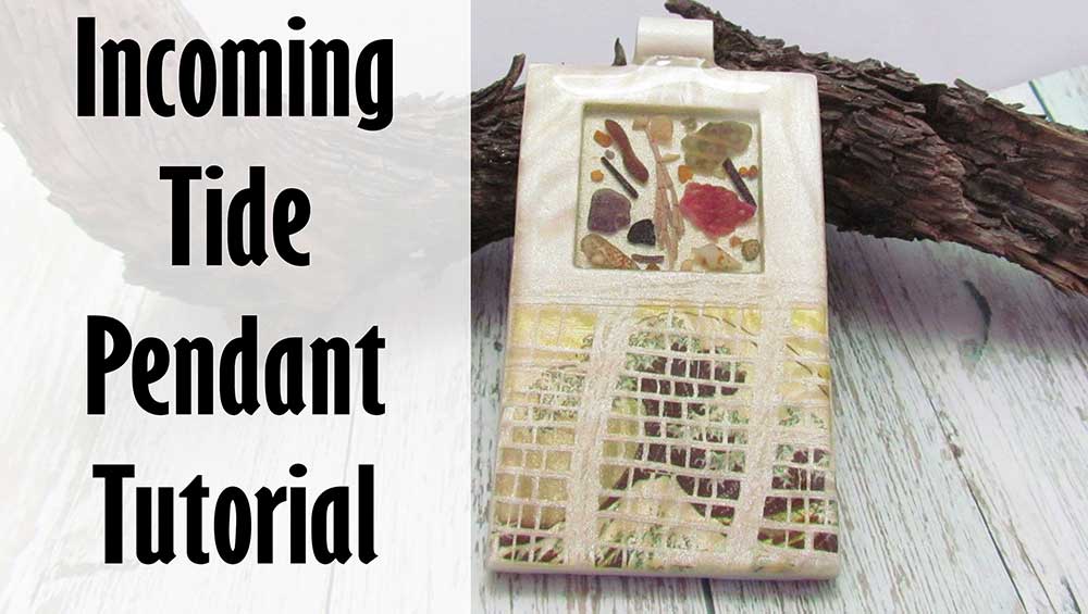 Incoming tide polymer clay image transfer pendant