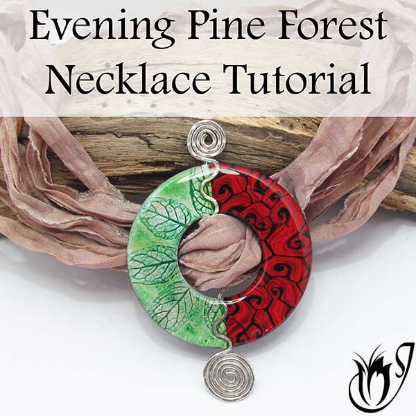 Polymer Clay and Wirework Evening Pine Forest Pendant