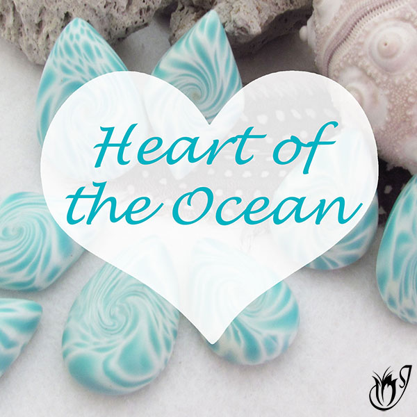 Heart of the Ocean Polymer Clay Lentil Beads