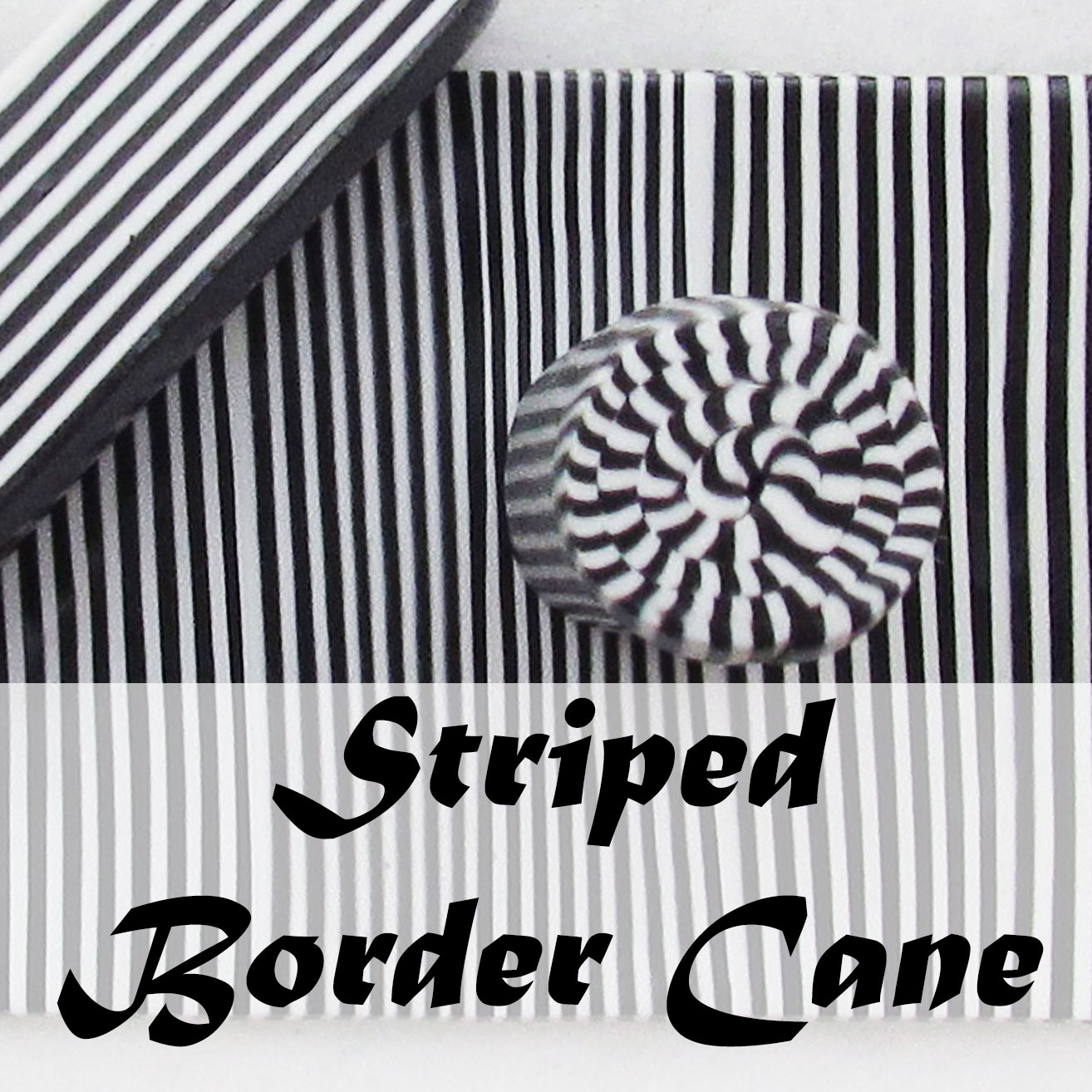 Polymer clay striped checkerboard border cane