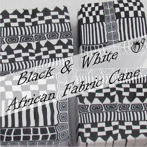 Black and white African fabric geometric cane