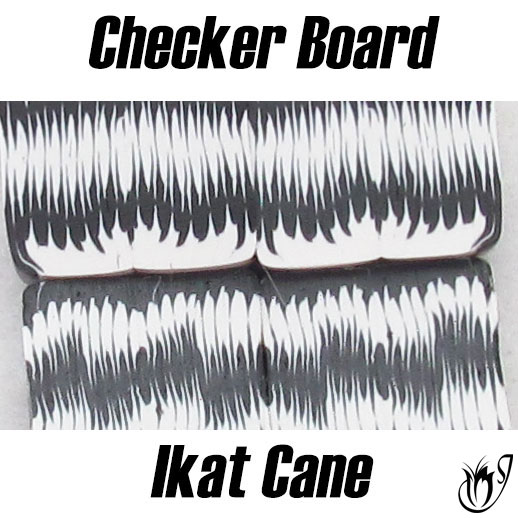 Polymer clay checkerboard Ikat cane