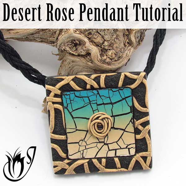 Desert Rose Polymer Clay Crackle Pendant