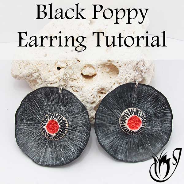 Black Poppy Polymer Clay Earrings