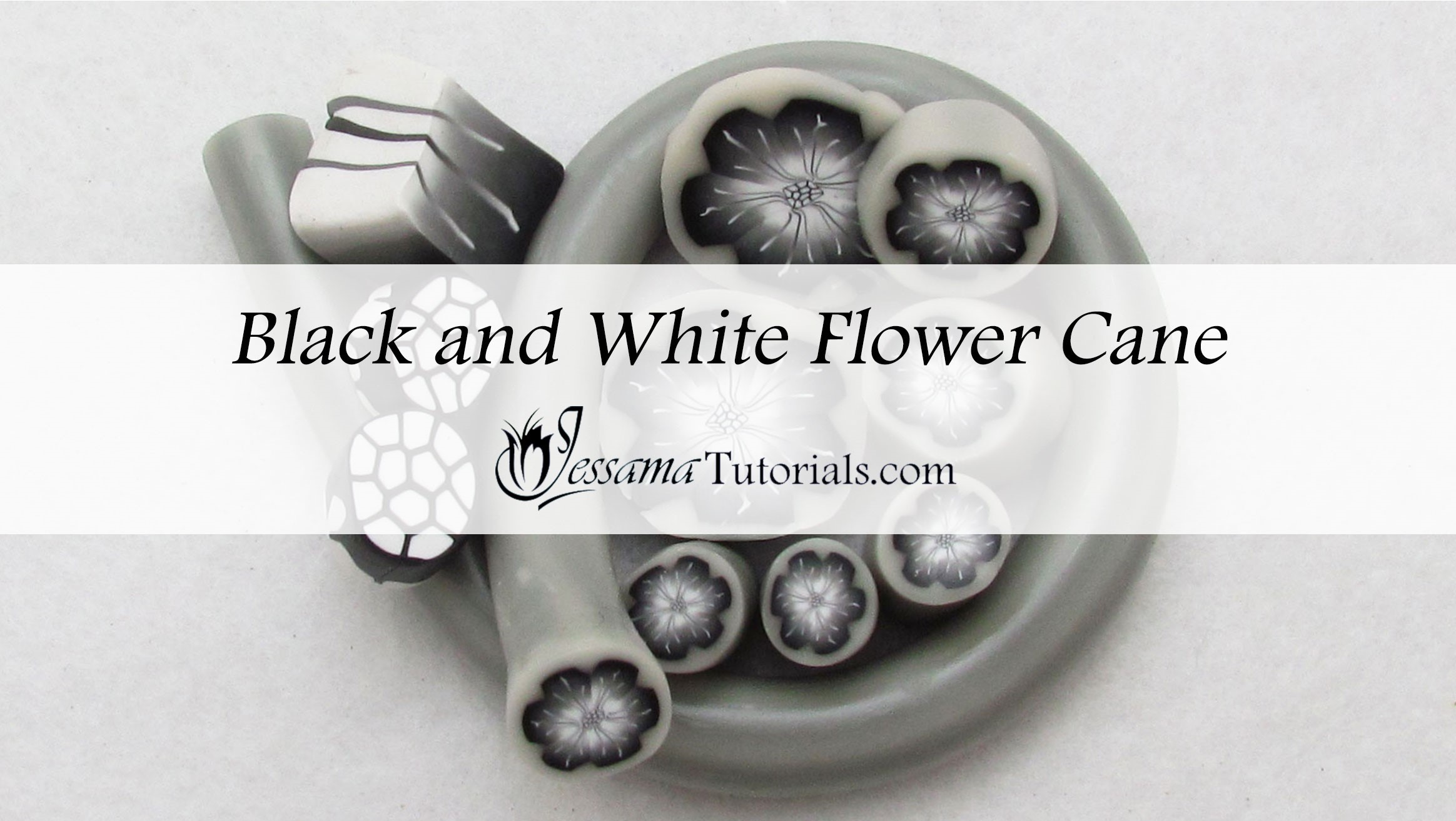 Black and white polymer clay flower canes