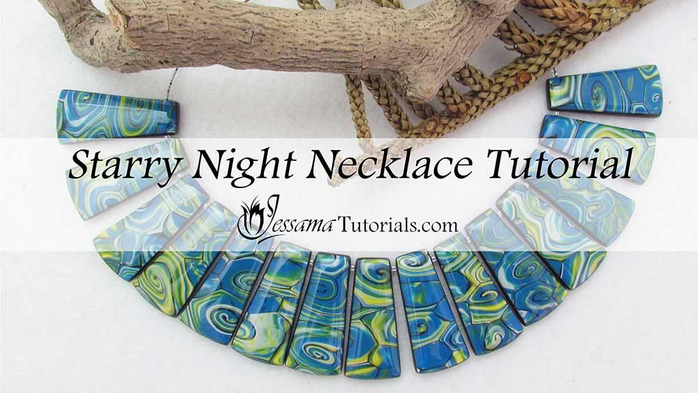Polymer clay starry night necklace