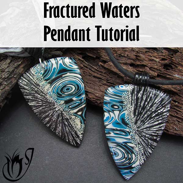 Fractured Waters Polymer Clay Pendant