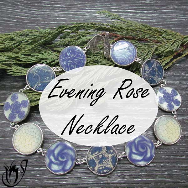 Polymer clay evening rose necklace