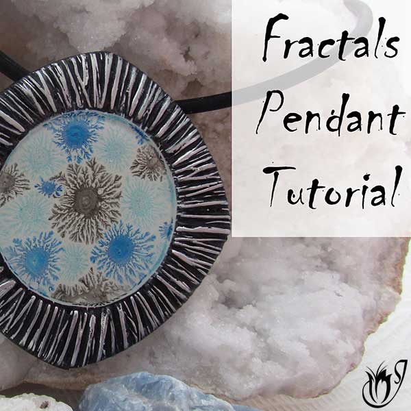 acrylic paint fractals in polymer clay bezel