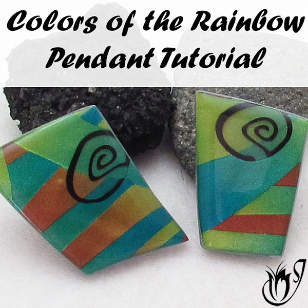 Colors of the rainbow polymer clay pendant