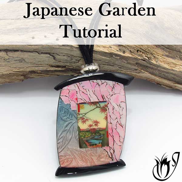 Japanese Garden Polymer Clay Transfer Pendant