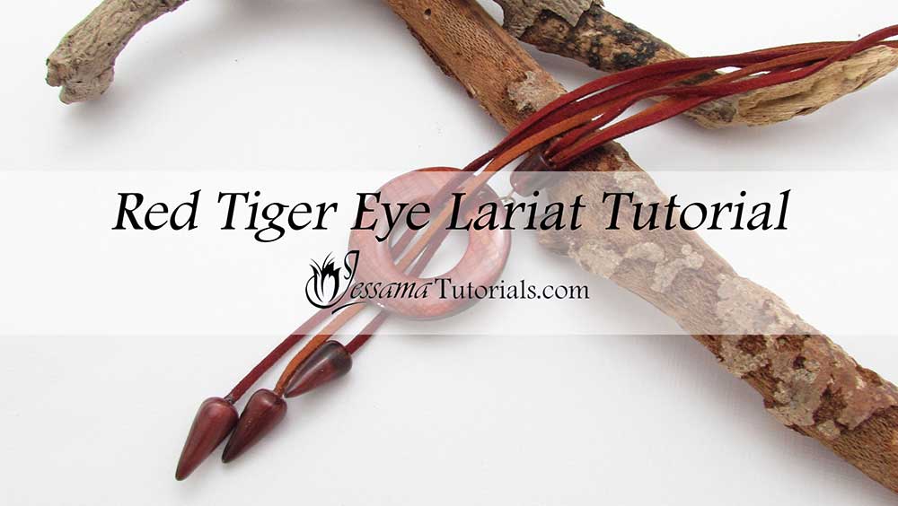 Faux Red Tiger Eye Polymer Clay Lariat