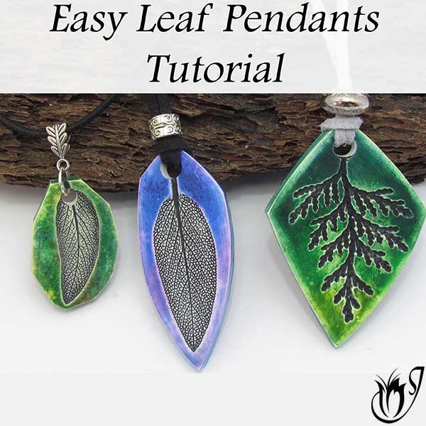 Polymer clay leaf pendants
