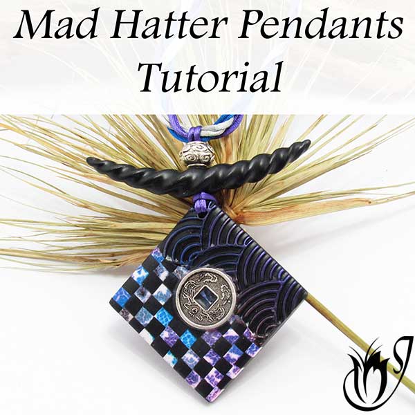 Mad Hatter polymer clay pendant