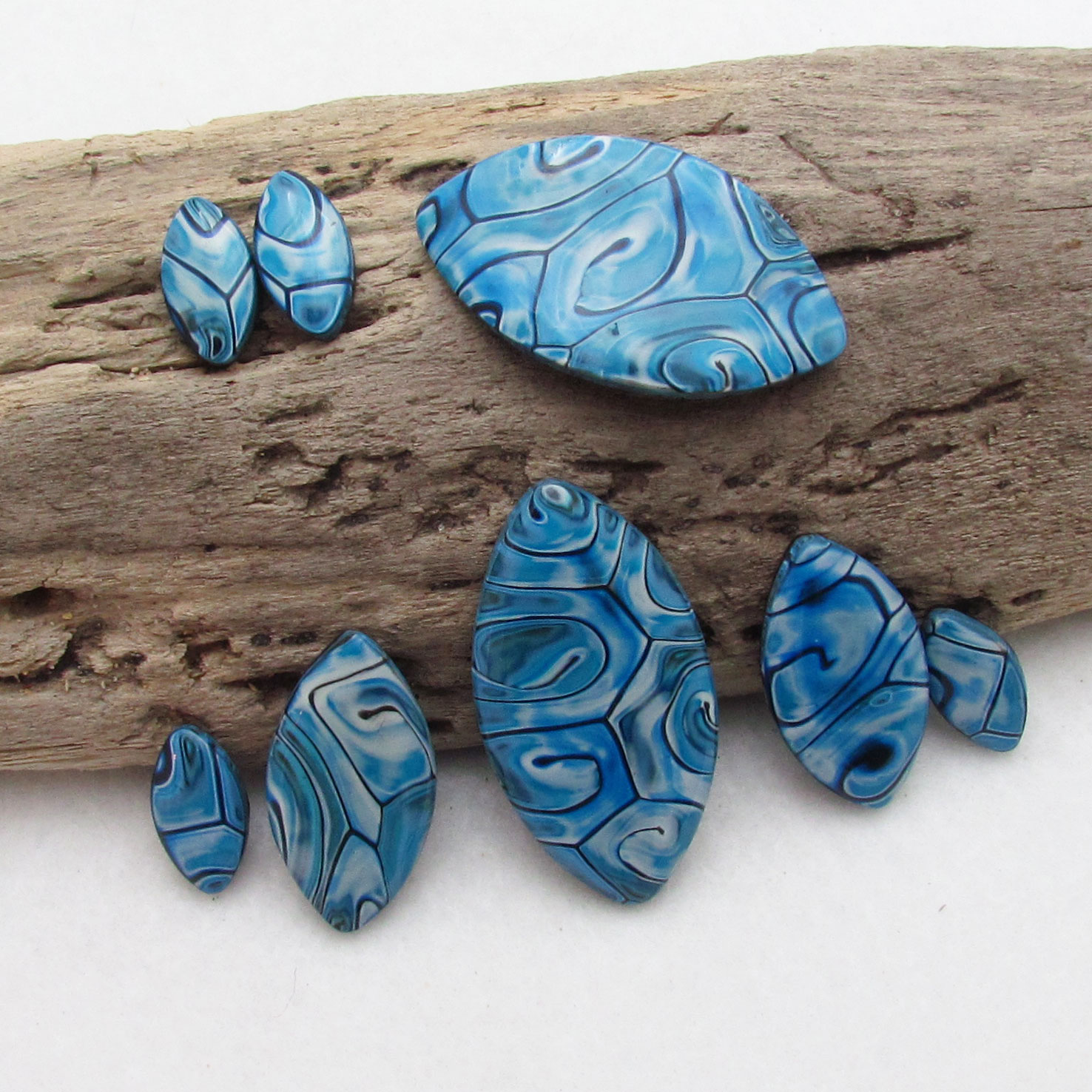 Starry night polymer clay pendants