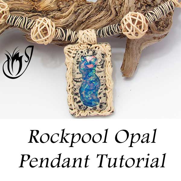polymer clay faux opal pendant