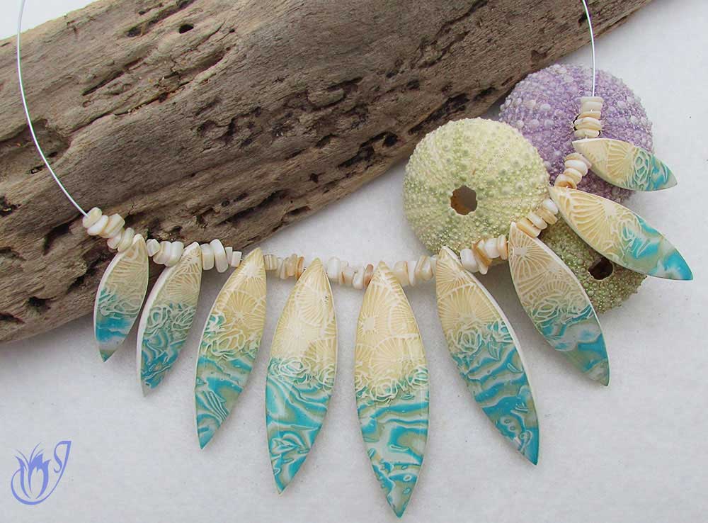 By the beach polymer clay necklace
