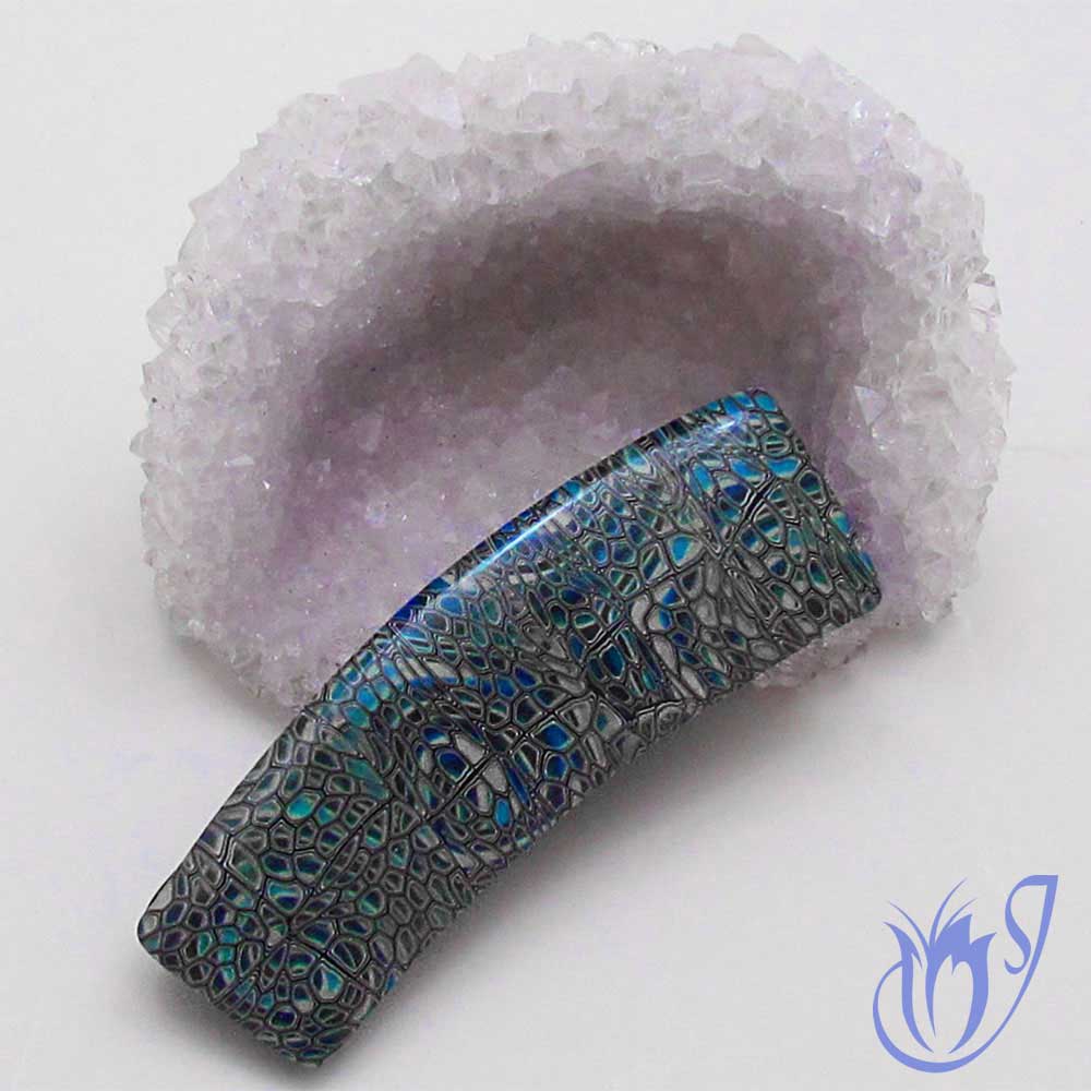 Translucent lace cane polymer clay bead